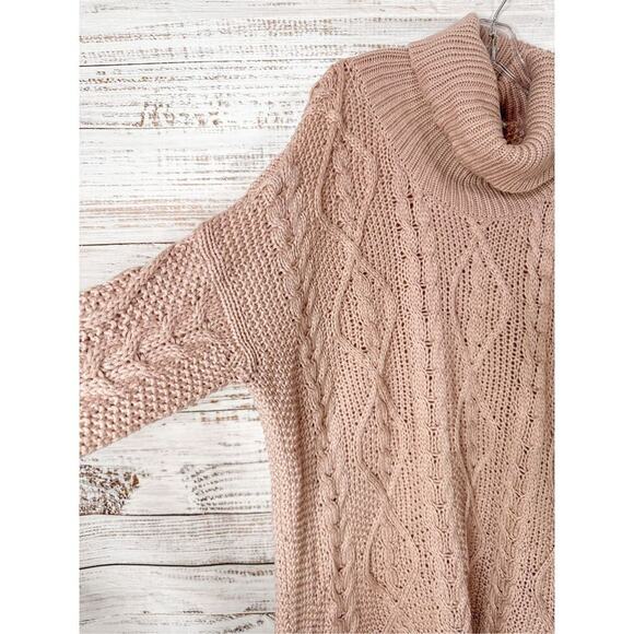 Joie Women's Cable Knit Cowl Neck High Low Pullover Sweater Blush Pink Sz Small - Picture 6 of 11